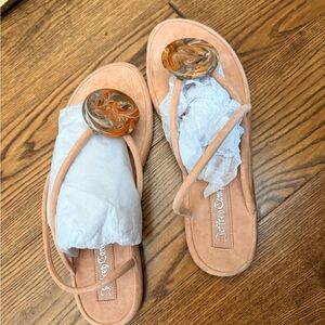 Jeffrey Campbell Suede Apricot Sandals with Marble Accent